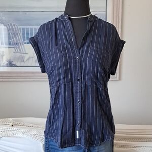 Calvin Klein Navy Pinstripe Button Down Shirt